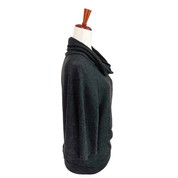 NINE 1 EIGHT Incredibly Soft Batwing Cowl Neck Top Charcoal Gray Sz L - Picture 4 of 8